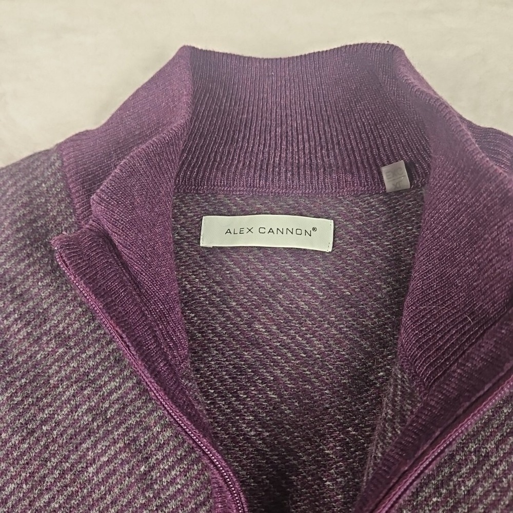Alex Cannon Fine Lamb/Cashmere Wool Sweater Mens XL Lavender 1/4 Zip Luxury - Picture 2 of 8